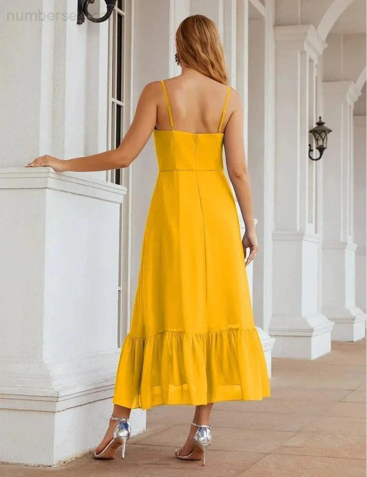 Numbersea Spaghetti Strap Chiffon Bridesmaid Dress Ankle Length Formal A Line Cocktail Party Homecoming Dress for Juniors SEA28028 by numbersea