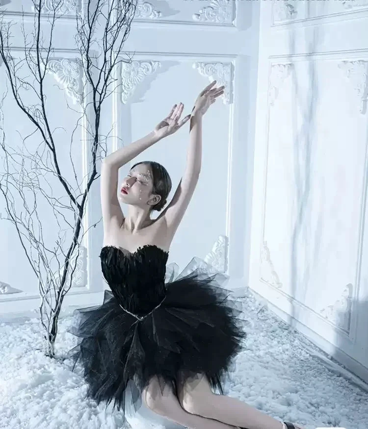 Black Tulle Short Homecoming Dress Strapless Homecoming Dress s38 by simplepromdress