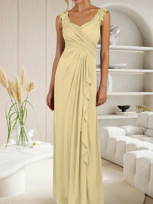 Champagne A-Line Sweetheart Neckline Pleated Mesh Dress by Dreamylily