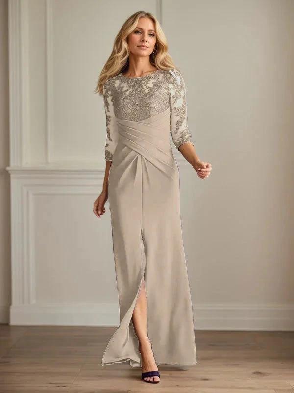 Plum Sheath Lace Stretch Crepe Mother of the Bride Dress by Dreamylily
