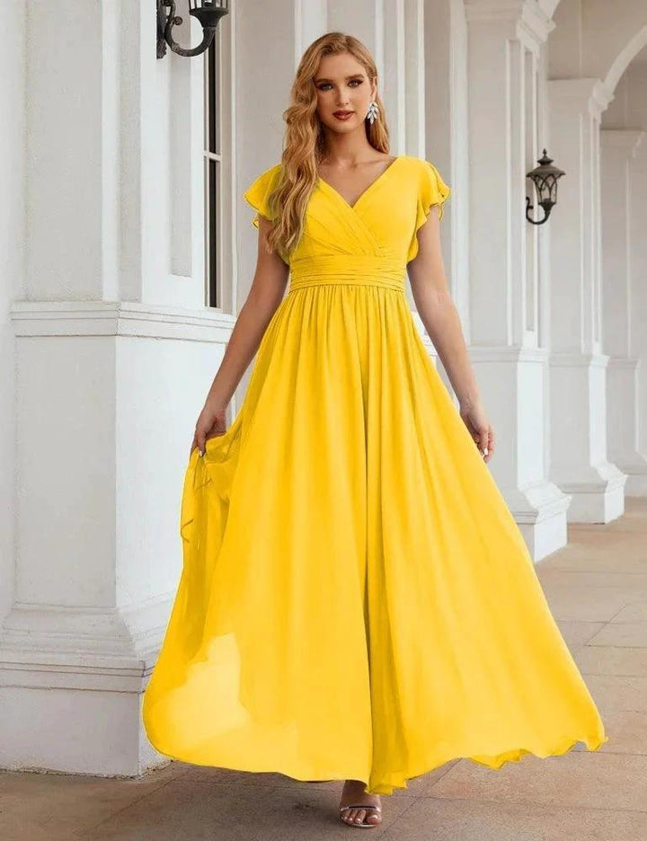 Numbersea V-Neck Bridesmaid Dress Floor Length Backless Formal Evening Dress 28024 by numbersea