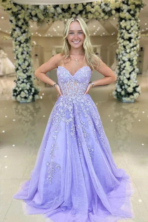 Cute A Line Sweetheart Tulle Prom Dresses Formal Gowns PSK532 by pgmdress