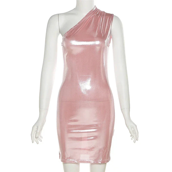 Sexy Dress Women One Shoulder Dress Solid Color Sleeveless Homecoming Dress Y1987 by simplepromdress