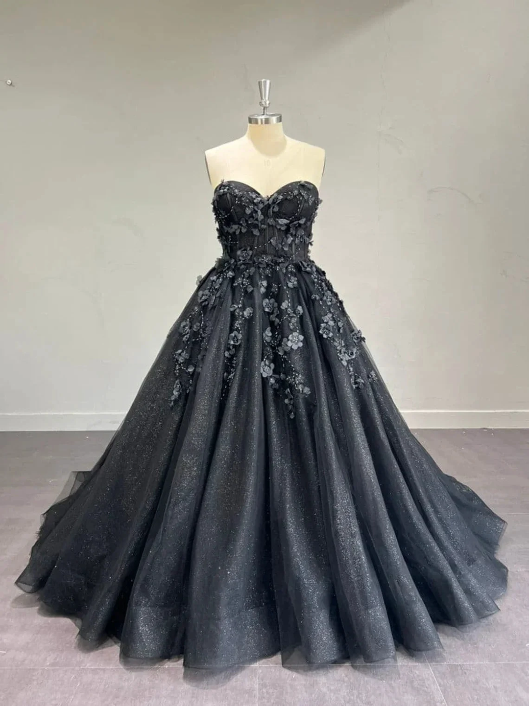 Stunning, Alternative Black Gown, Off The Shoulder Ball Gown Gothic Unconventional Wedding Dress,Y2477 by simplepromdress