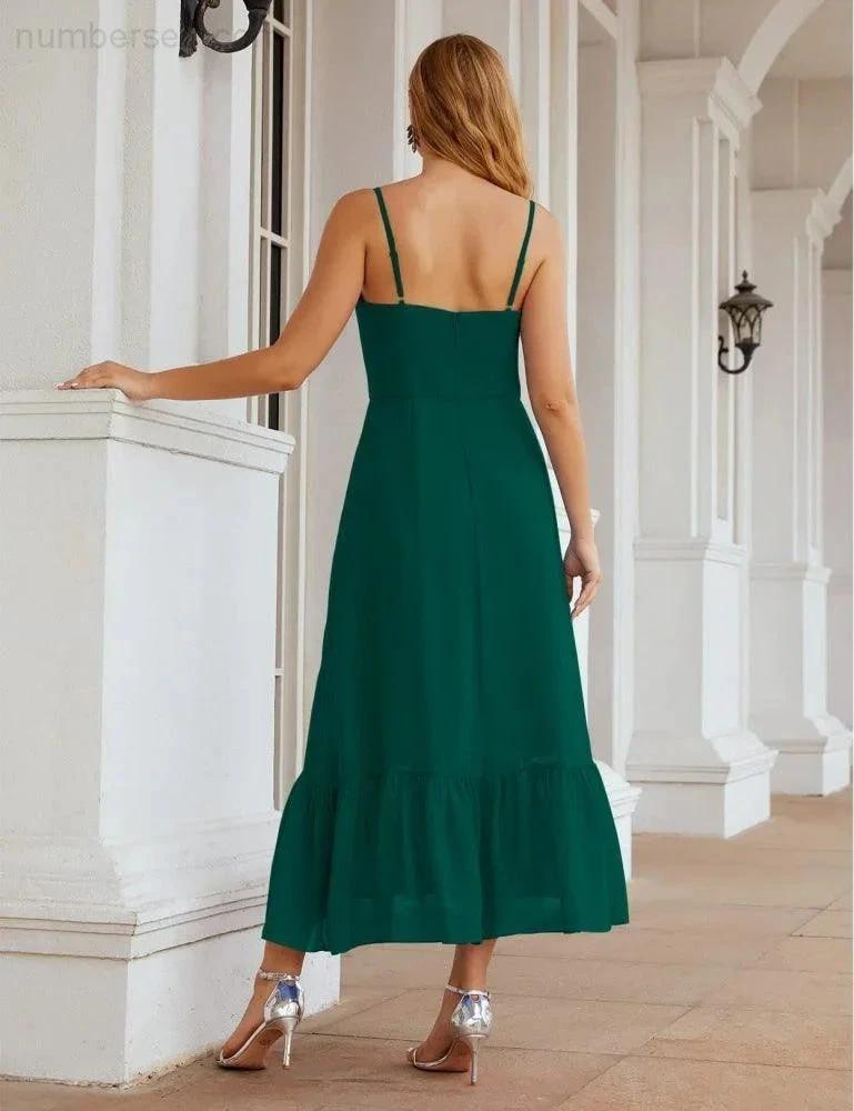 Numbersea Spaghetti Strap Chiffon Bridesmaid Dress Ankle Length Formal A Line Cocktail Party Homecoming Dress for Juniors SEA28028 by numbersea