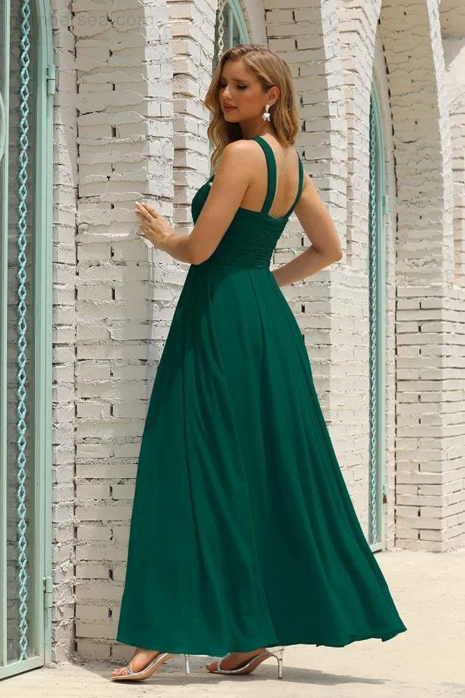 Numbersea Women Halter Chiffon Bridesmaid Dress A-line Long Formal Prom Gown SEA28015 by numbersea