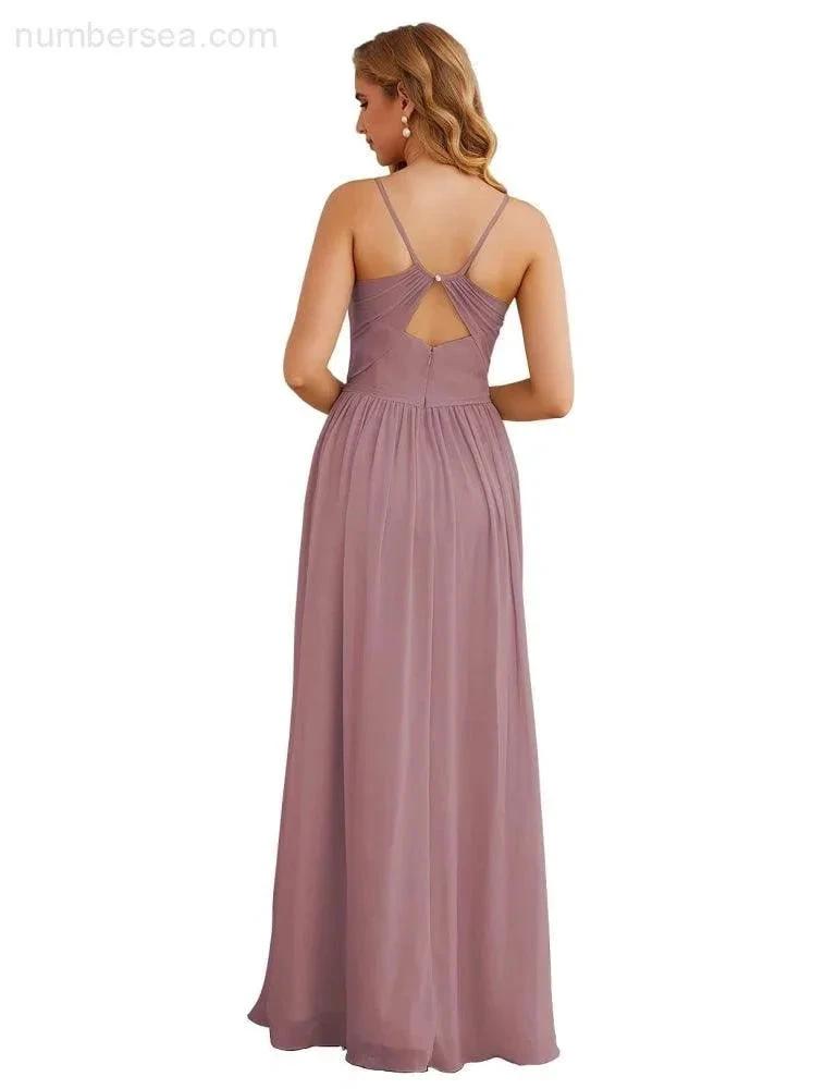 Numbersea Spaghetti Strap Bridesmaid Dresses Long Formal Party Prom Gowns 28060 by numbersea