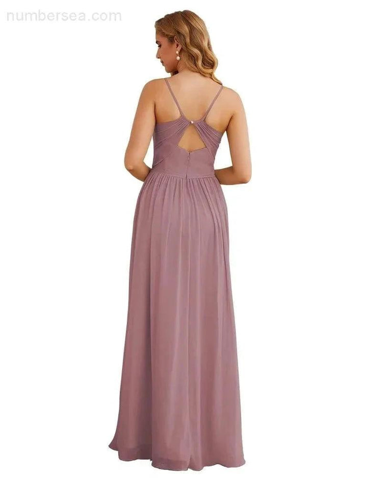 Numbersea Spaghetti Strap Bridesmaid Dresses Long Formal Party Prom Gowns 28060 by numbersea