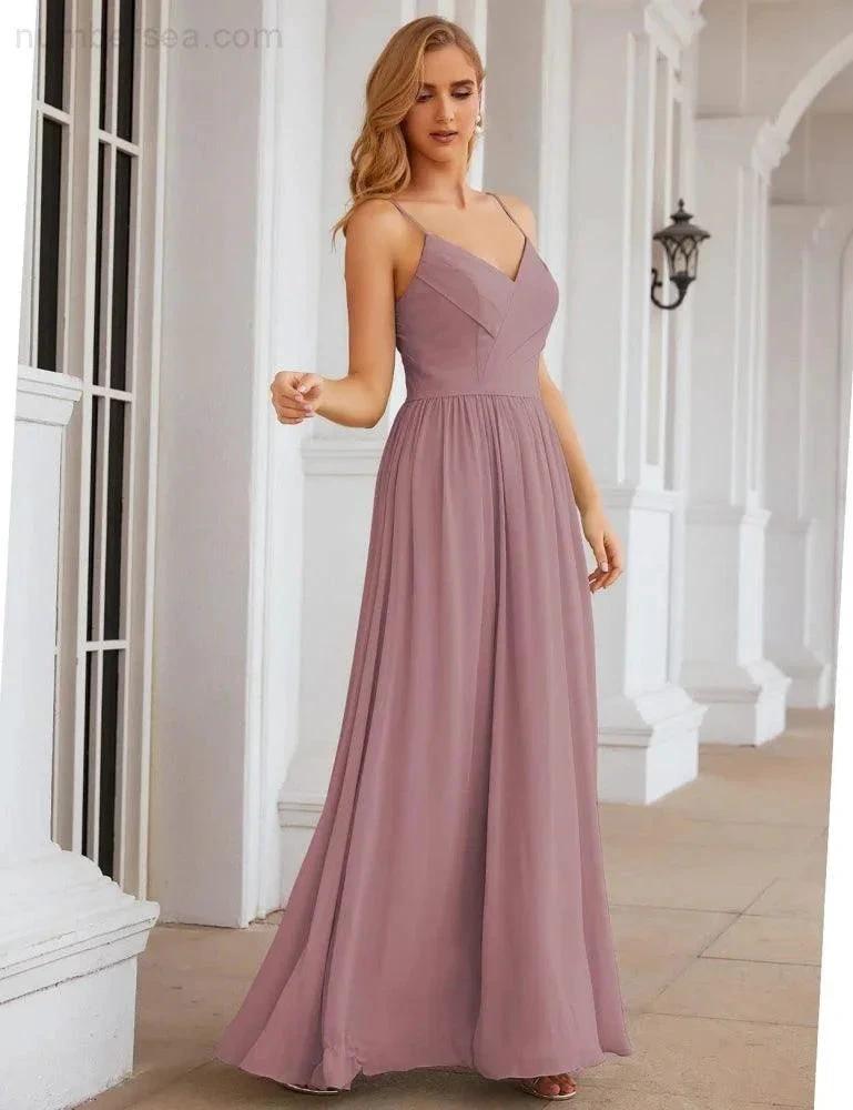 Numbersea Spaghetti Strap Bridesmaid Dresses Long Formal Party Prom Gowns 28060 by numbersea