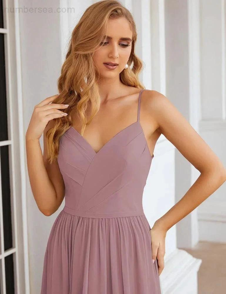 Numbersea Spaghetti Strap Bridesmaid Dresses Long Formal Party Prom Gowns 28060 by numbersea