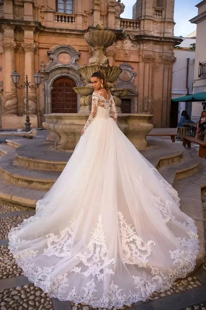 Detachable Train Mermaid Long Sleeves Wedding Dresses Lace Robe De Mariée Vestido De Noiva by payinti