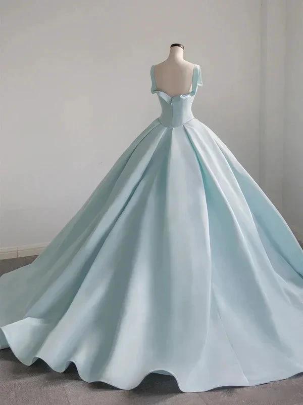 Blue Satin Long Ball Gown , Blue Sweet 16 Dress Y392 by simplepromdress