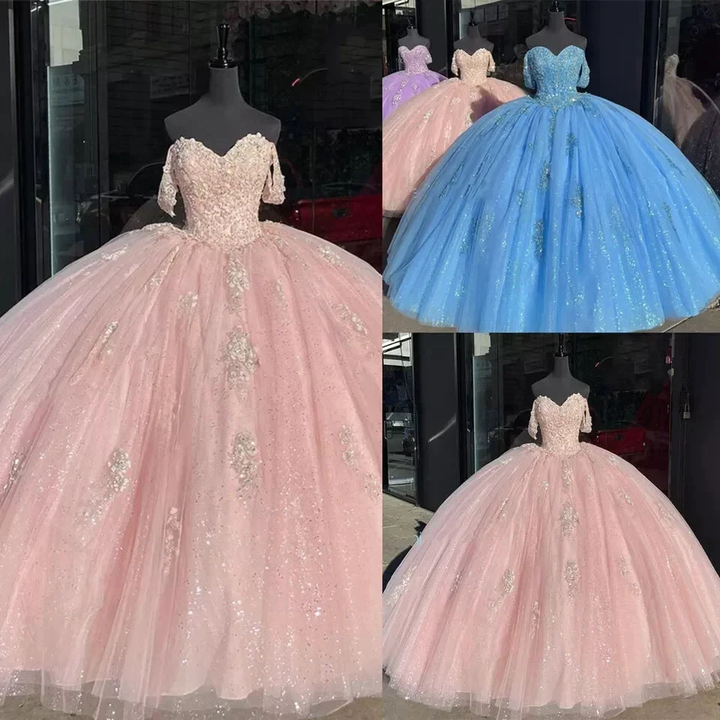 Off The Shoulder Light Pink Quinceanera Dresses Ball Gown Sweet 16 Dress Y2731 by simplepromdress