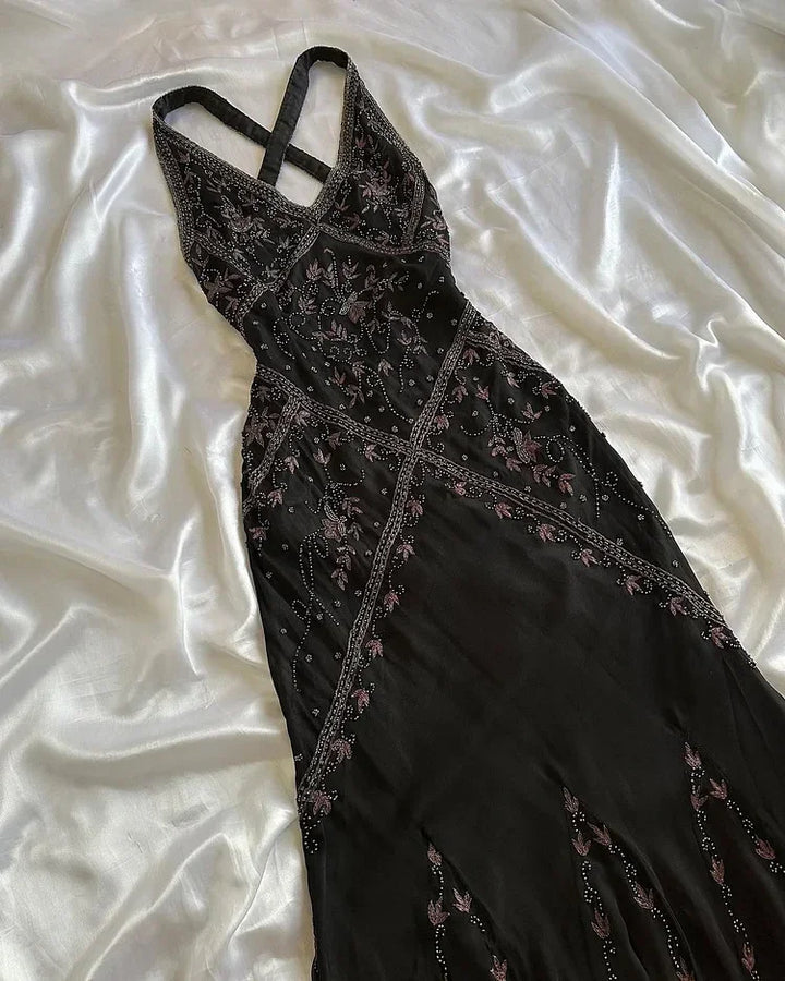Black Chiffon Beaded Evening Dress Classy Backless Mermaid Prom Dress Y8297 by simplepromdress