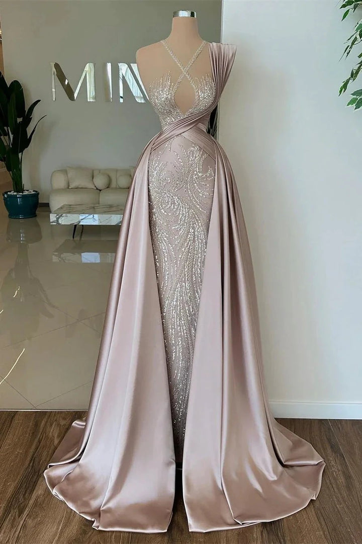 Elegant Long A-line Sequined Lace Sleeveless Satin Prom Dress by misshow.com