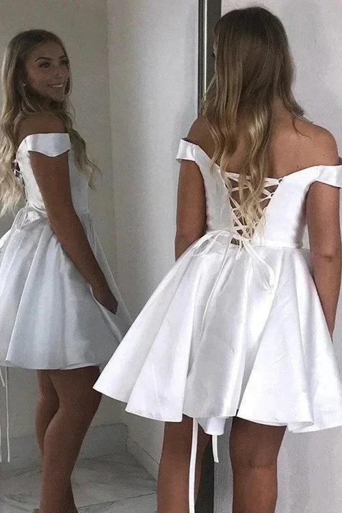 Elegant Short A-line Sweetheart Sleeveless Ruffles Satin Homecoming Dresses by misshow.com