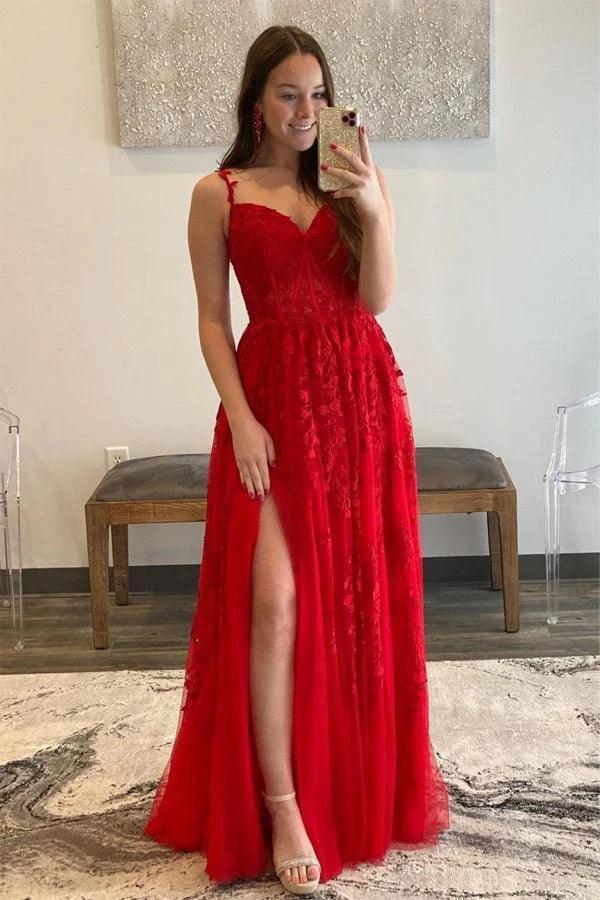 Elegant A Line Sweetheart Neck Tulle Lace Off Shoulder Long Prom Dress PSK423 by pgmdress