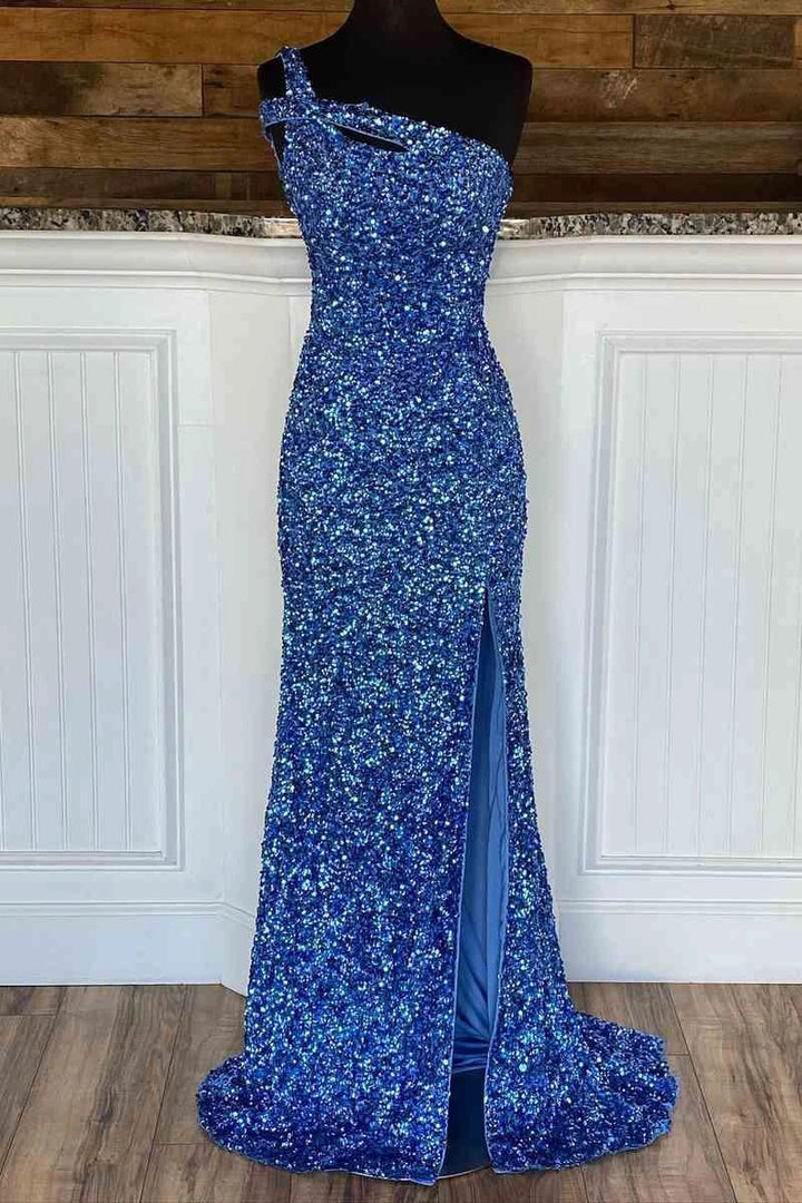 One Strap Prom Dress with Slit SYP115 by vivymakudress