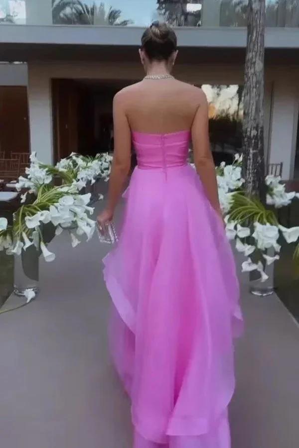 Elegant Strapless Layered Pink Prom Dresses Long Formal Gowns PSK538 by pgmdress