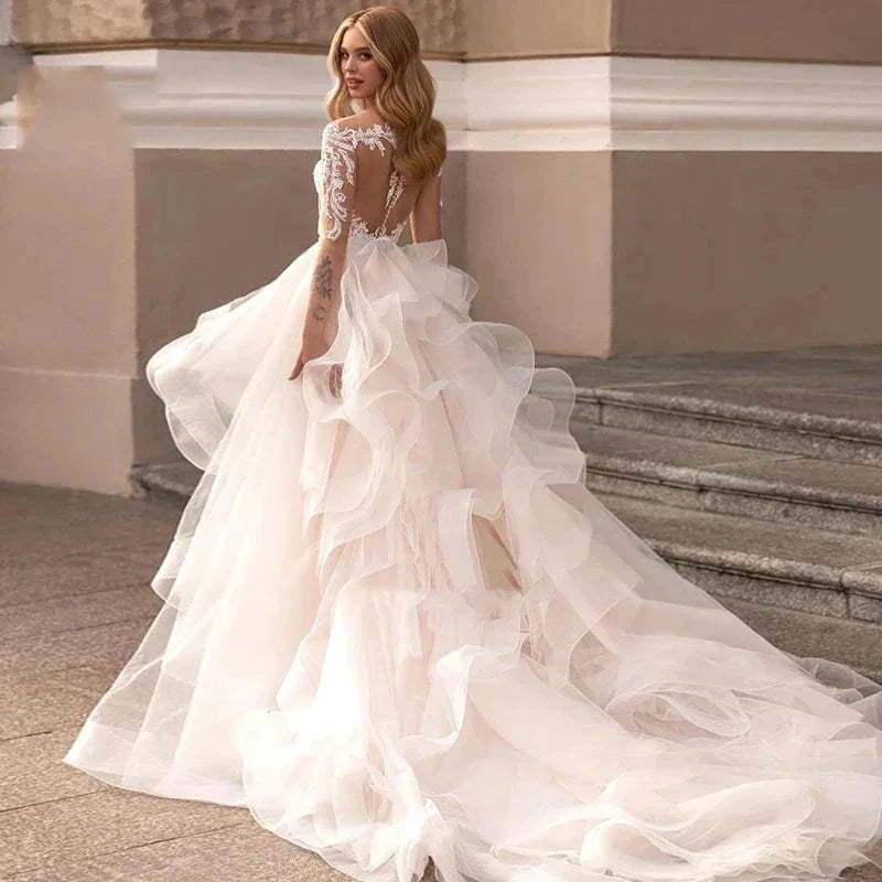 Exquisite Lace Mermaid Mopping Wedding Dresses New V-Neck Tulle Bridal Gown For Women With For Women Made Robe Customize by payinti