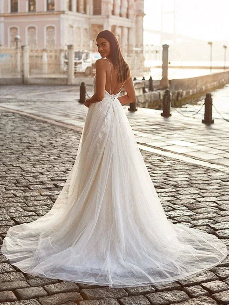 Exquisite Off Shoulder Sleeveless Mopping Wedding Dresses New Classic Square Collar Lace Princess Beautiful Bridal Gown by payinti