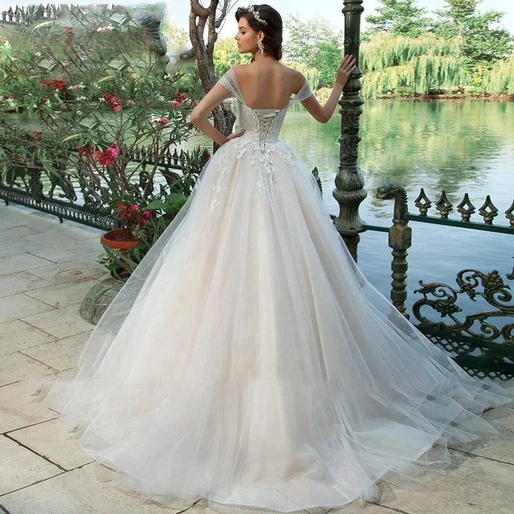 Exquisite Wedding Dress For Women Off The Shoulder A-line Vestidos De Novia Lace Up Appliques Vestido De Novia by payinti