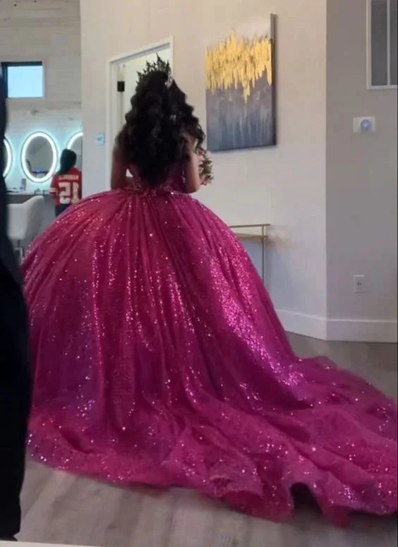 Glitter Sleeveless Quinceanera Dress Ball Gown,Sweet 16 Dress Y7405 by simplepromdress