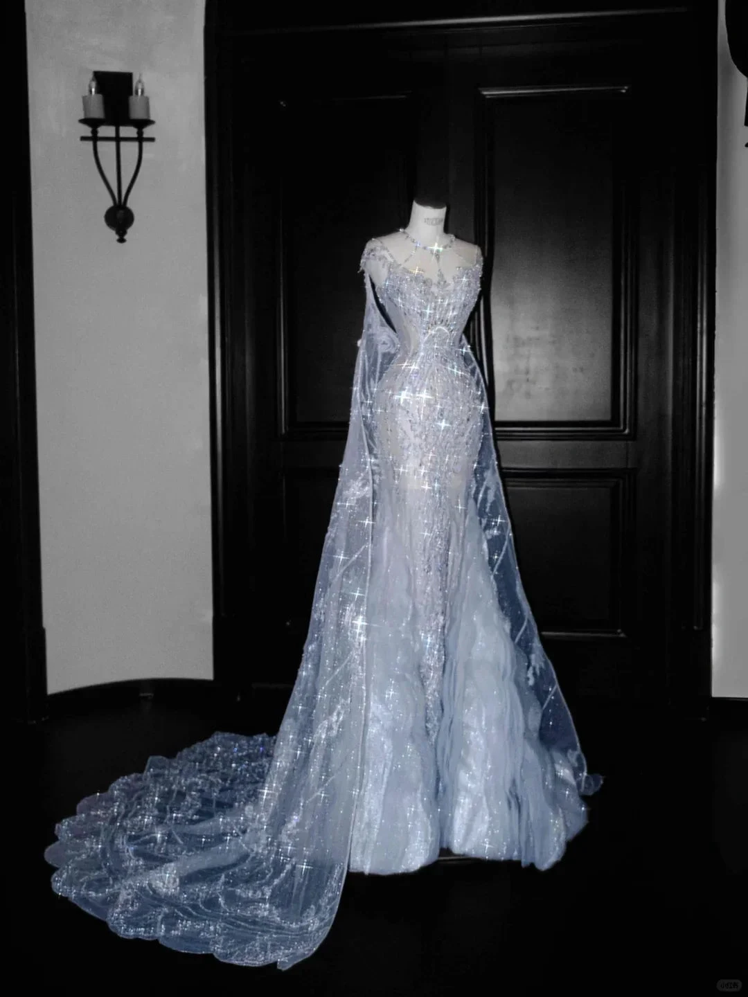 Classy Blue Tulle Beaded Mermaid Prom Dress,Formal Evening Dress Wedding Dress Y8655 by simplepromdress