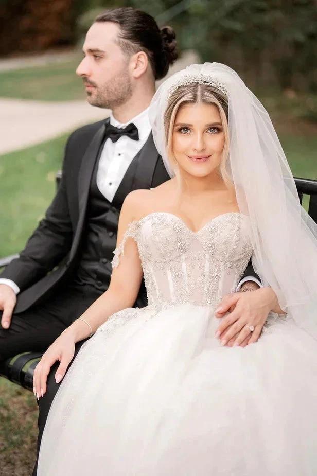 Fairy A Line Sweetheart Tulle Wedding Dresses with Beading WD678 by pgmdress