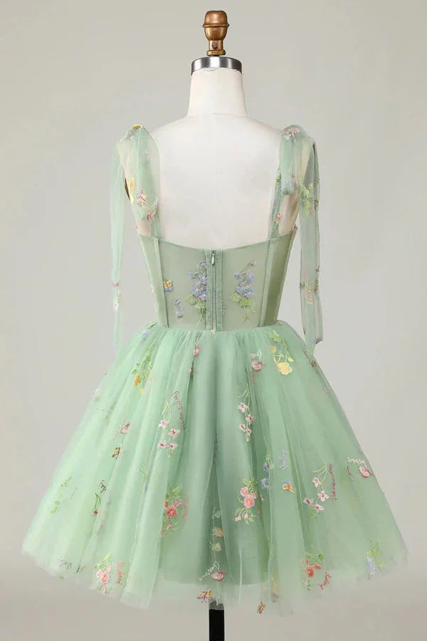 Floral Homecoming Dresses Embroidery A-Line Short Party Dress PD504 by pgmdress