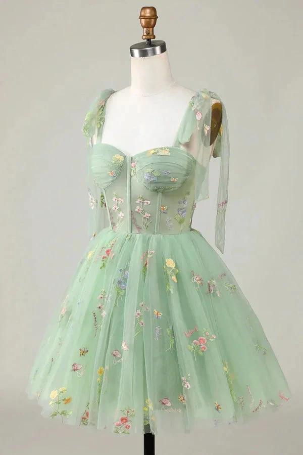 Floral Homecoming Dresses Embroidery A-Line Short Party Dress PD504 by pgmdress