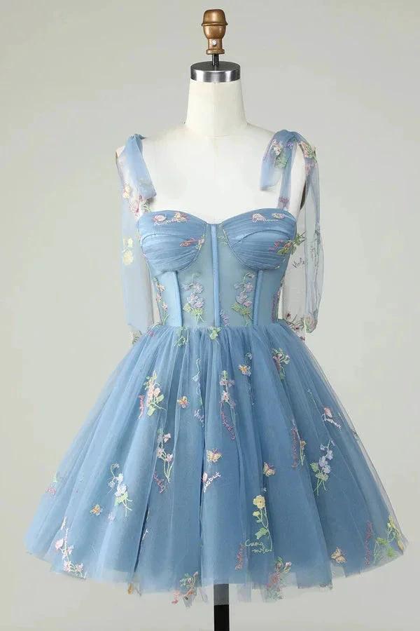 Floral Homecoming Dresses Embroidery A-Line Short Party Dress PD504 by pgmdress