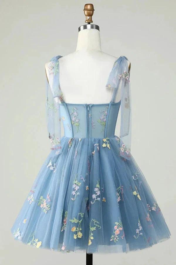 Floral Homecoming Dresses Embroidery A-Line Short Party Dress PD504 by pgmdress
