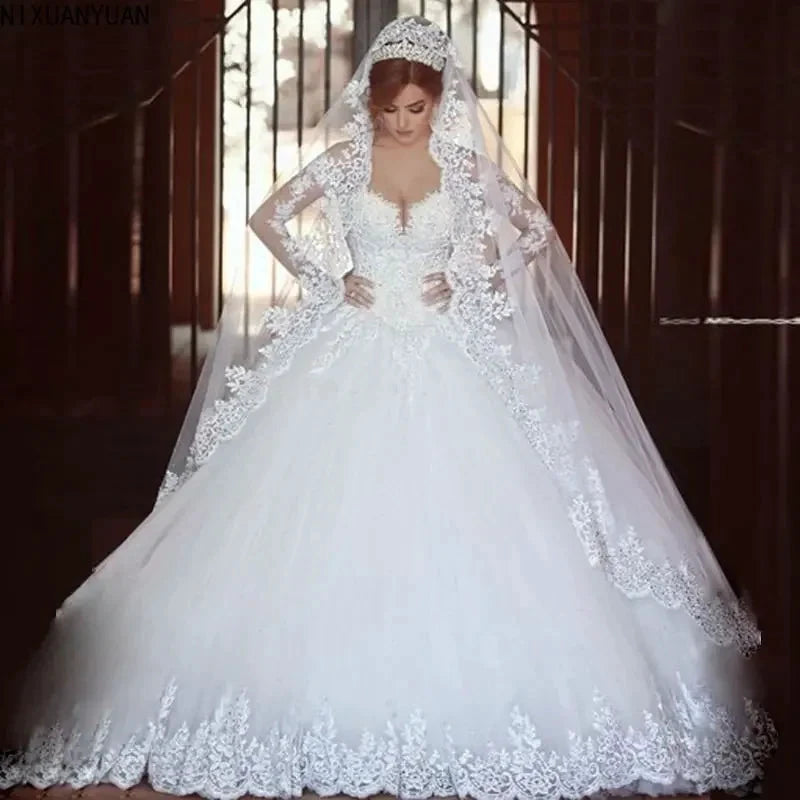 Formal Dresses Long Sleeve Wedding Dress Bridal Robe Ball Gown Special Occasion Dresses Bride Women Princess Trend Fairy by payinti
