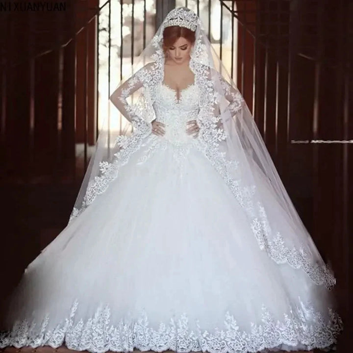 Formal Dresses Long Sleeve Wedding Dress Bridal Robe Ball Gown Special Occasion Dresses Bride Women Princess Trend Fairy by payinti
