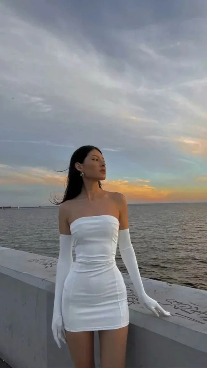 Cute White Strapless Homecoming Dress Sexy Bodycon Dress Y2127 by simplepromdress