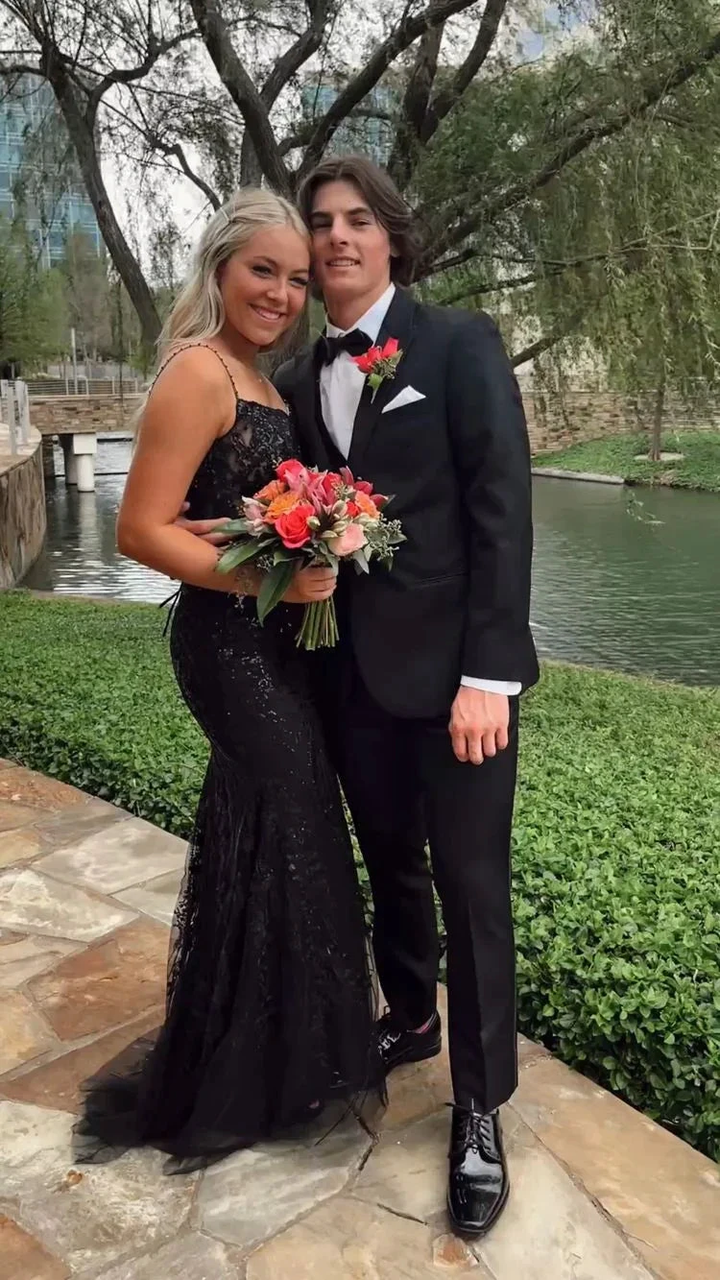 Elegant Black Sheath/Column Long Prom Dress,Black Tulle Evening Dress Y2571 by simplepromdress