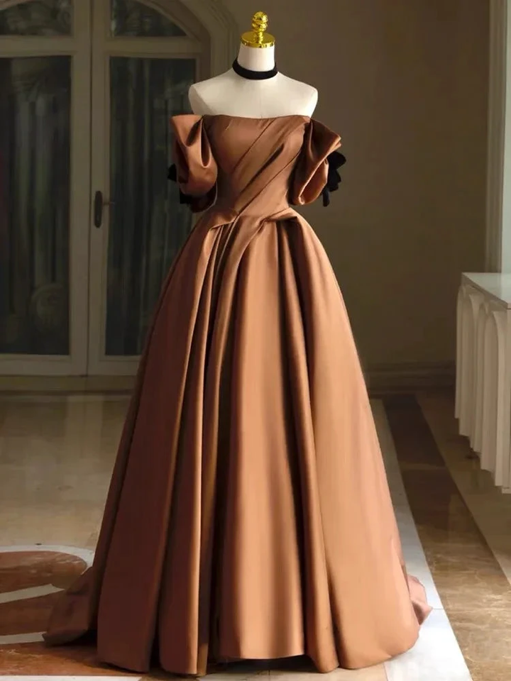 Satin Bridal Dress,Off Shoulder Wedding Dress, Vintage Wedding Dress Y4963 by simplepromdress