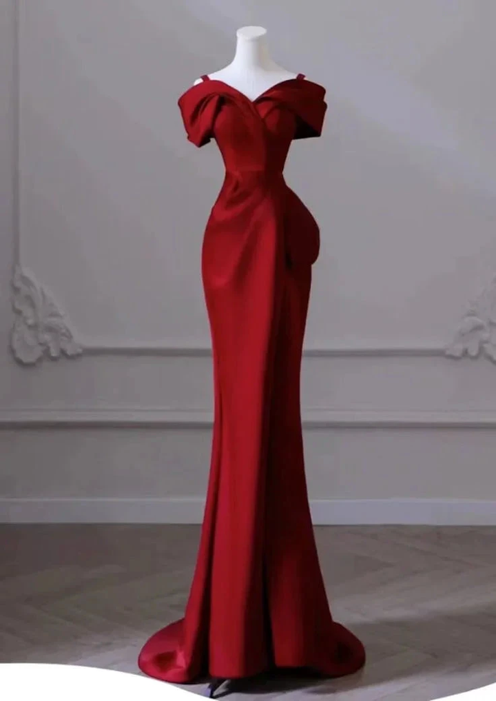 Elegant red evening dress women&