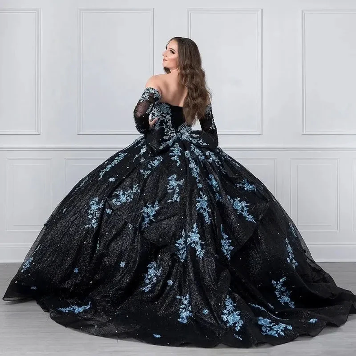 Unique Black and Light Blue Quinceanera Dress Princess Dress Sweet 16 Dress Ball Gown Y4319 by simplepromdress
