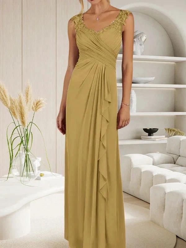 Champagne A-Line Sweetheart Neckline Pleated Mesh Dress by Dreamylily