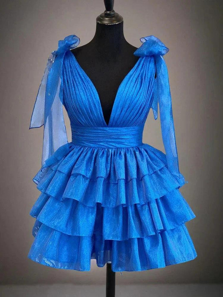 Gorgeous Deep V-neck Layers A Line Homecoming Dresses by Ombreprom
