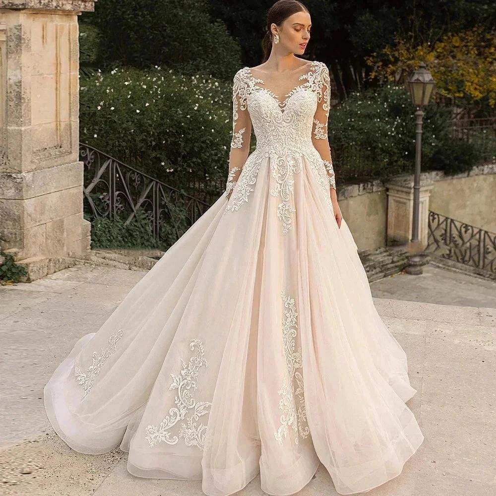 Gorgeous Lace Wedding Dresses Long Sleeve Women&