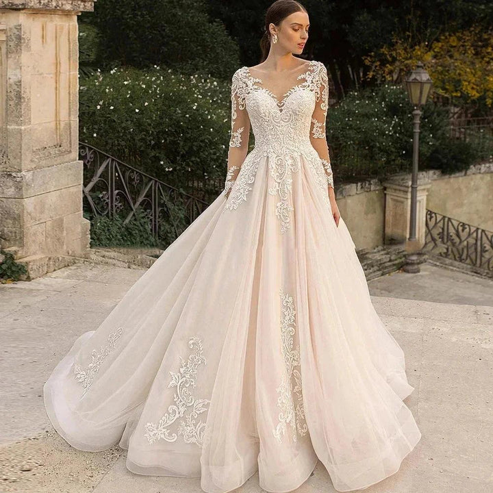Gorgeous Lace Wedding Dresses Long Sleeve Women&