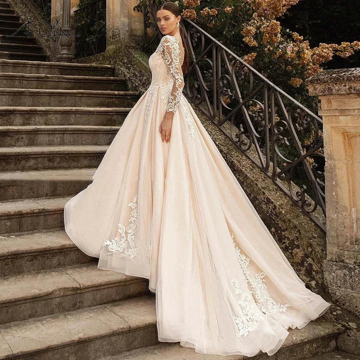 Gorgeous Lace Wedding Dresses Long Sleeve Women&