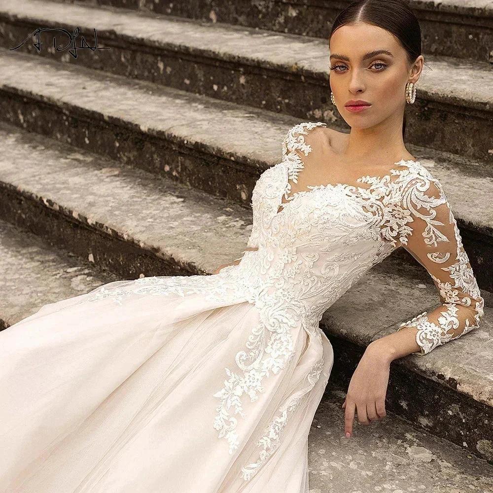Gorgeous Lace Wedding Dresses Long Sleeve Women&