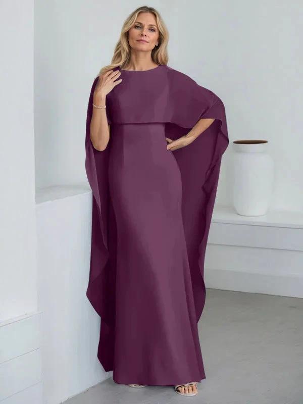 Sheath Scoop Floor-Length Chiffon Mother of the Bride Dress With Cascading Ruffles by Dreamylily