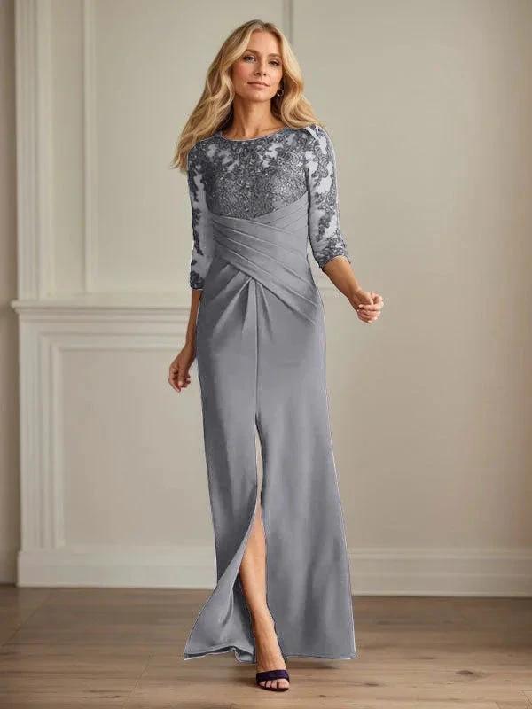 Plum Sheath Lace Stretch Crepe Mother of the Bride Dress by Dreamylily