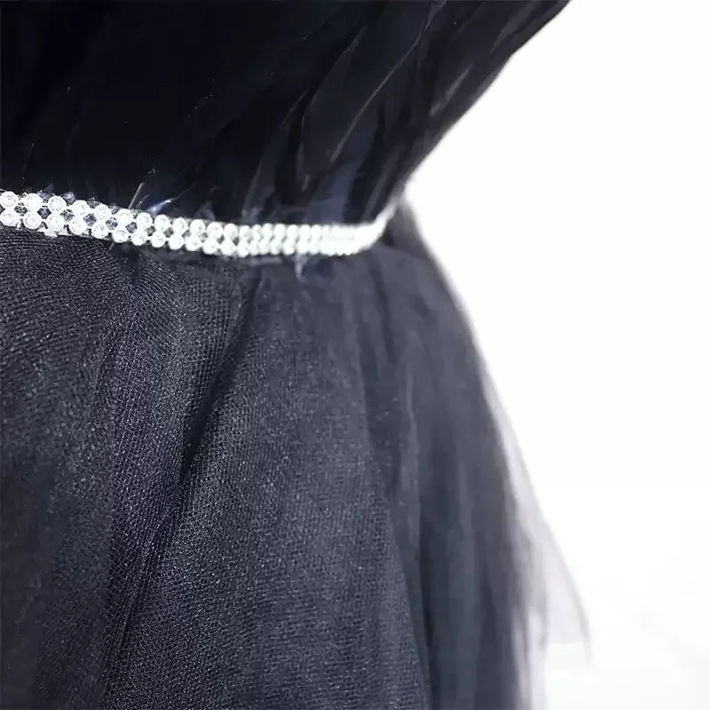 Black Tulle Short Homecoming Dress Strapless Homecoming Dress s38 by simplepromdress