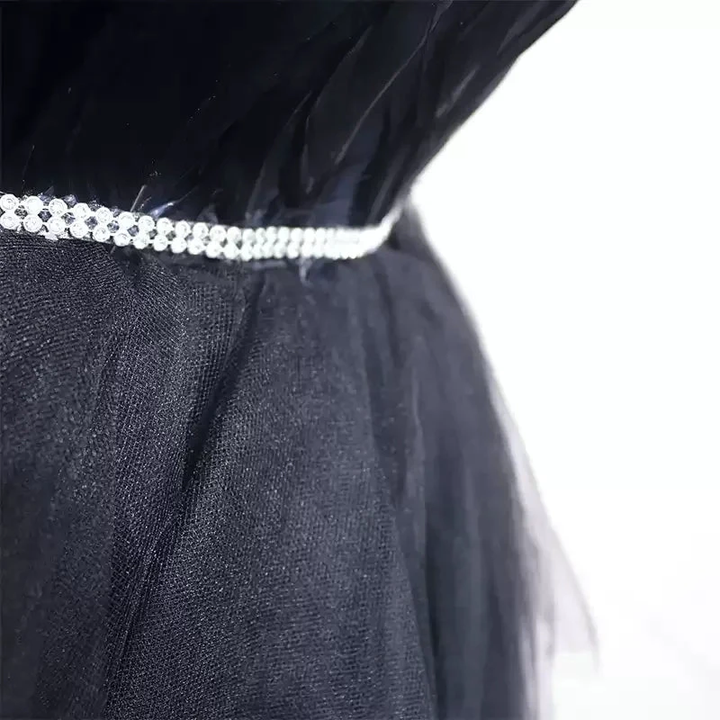 Black Tulle Short Homecoming Dress Strapless Homecoming Dress s38 by simplepromdress